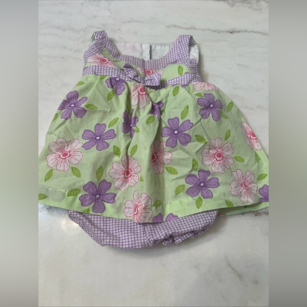 Park Bench Kids 3-6 Months Baby Girl Vintage Dress Easter Bow Spring Gingham